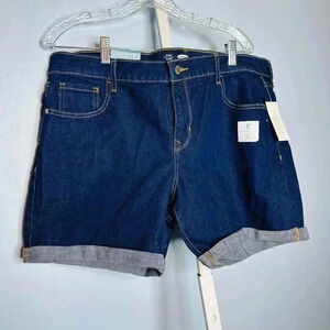 ❤️NWT Old Navy Women's Blue Denim Dark Wash Stretch Cuffed Jean Shorts Size 16